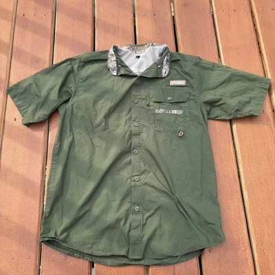 Columbia PHG Mens Size Small Green Camo Trim Vented Hunting Short Sleeve Shirt - Image 1 of 4
