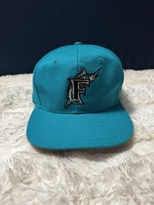 VINTAGE Florida Marlins Mütze Kappe Druckknopflasche grün türkis MLB Baseball Logo Herren - Bild 1 von 9