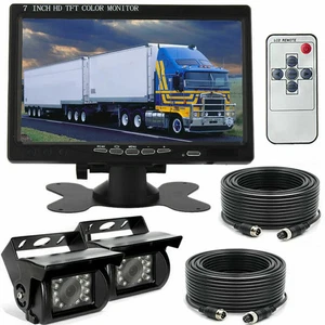2 x Backup Camera + 7" TFT Monitor Car Rear View Kit For RV Bus Truck 12V/24V - Picture 1 of 9