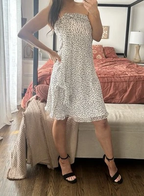 Vestido Vintage Casa Blanca Mercado Negro Talla 8 100% Seda Blanco Negro Lunares Foto 1 de 4