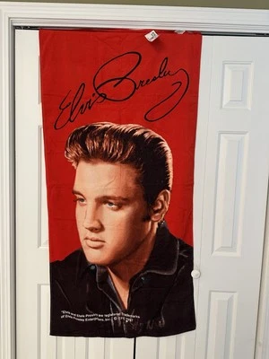 NWT Vintage Elvis Presley Beach Towel 1997 Red Copa Portrait Signature - Image 1 of 4