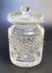 Vintage Signed WATERFORD Cut Crystal 4 5/8"h Lidded Jam Jelly Honey Jar - Picture 1 of 3