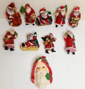 10 Vtg Old World Santa Claus Christmas Ornaments Hollow Plastic Mini Blow Molds - Picture 1 of 16