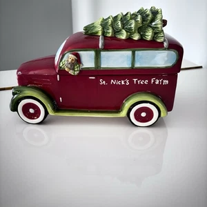 At Home - St. Nicks Tree Farm Red Truck Cookie Jar New - Picture 1 of 12