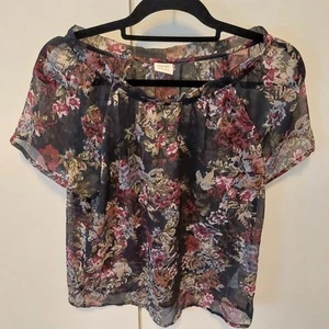Esprit Blusenshirt mit wunderschönem Blumenmuster, bunt transparent Größe 38 - Bild 1 von 3