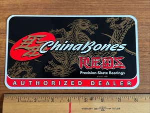 Rodamientos de monopatín vintage años 90 POWELL China Bones REDS 8” DISTRIBUIDOR calcomanía pegatina - Imagen 1 de 5