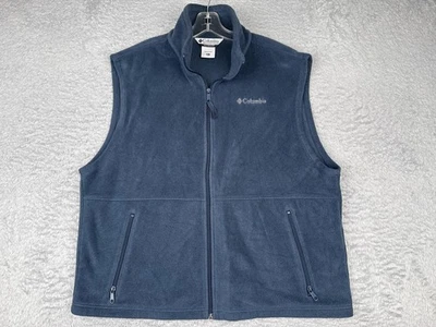 Chaleco polar Columbia para hombre XL azul cremallera completa bolsillos cremallera cuello soporte exterior Foto 1 de 4