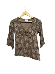 Blusa M.K.M Designs Vintage Años 90 Y2K Marrón Crochet Corte Hada Mujer Talla Mediana - Imagen 1 de 6