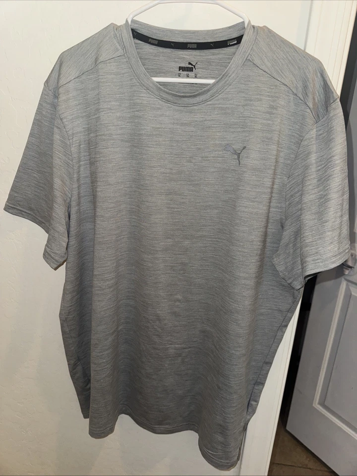 PUMA MENs ACTIVE TEE Crew Neck Short Sleeve Stretch Light Weight Gray XL