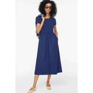 J. Crew Preppy Coastal Navy Blue Short-Sleeve Knit Mixy Dress Size Small - Picture 1 of 10