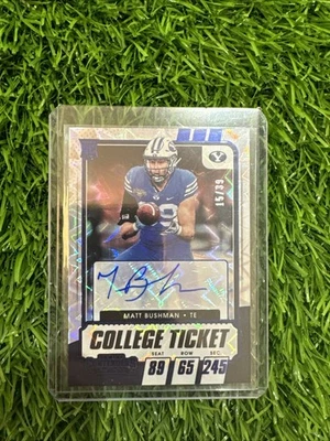 2021 Contenders MATT BUSHMAN RC BLUE Cracked Ice Auto #/39!!! Chiefs BYU - Image 1 of 3