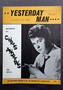 CHRIS ANDREWS Yesterday man ~ Sheet Music! - Picture 1 of 3