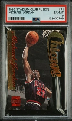 Stadium Club Fusion 1996 #F1 Michael Jordan PSA 6 como nuevo bajo pop Foto 1 de 2