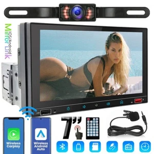 Single Din 7" Touch Screen Car Radio Apple CarPlay Android Auto Stereo Bluetooth - Picture 1 of 14