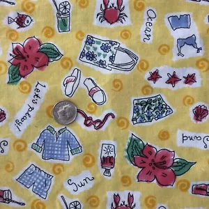 Summer Beach Ocean Hibiscus Robert Kaufman Cotton Fabric Quilt 2 Yards x 43" OOP - Picture 1 of 7