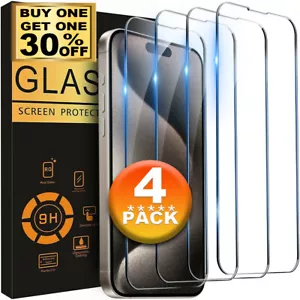 4x Vetro Temperato Protezione Schermo per iPhone 16 15 14 13 12 11 Pro Max X XS XR - Foto 1 di 11
