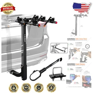 Premium Steel Hitch Mount Bike Rack - Fits 2" Receivers, 110 lbs Capacity - Picture 1 of 10