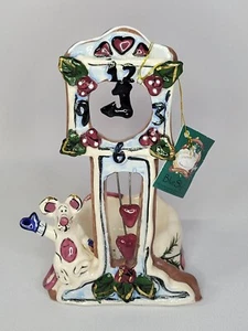 Vtg 2002 Blue Sky Heather Goldmine Christmas Mouse Clock Tealight Candle Holder - Picture 1 of 9