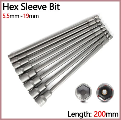 Extended Magnetic Sleeve Bit Set Electric Hex Screwdriver Electric Drill5.5~19mm - Image 1 of 4