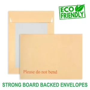 Please Do Not Bend Hard Card Board Backed Envelopes Manilla Brown A3 C4 A4 A5 A6 - Picture 1 of 12