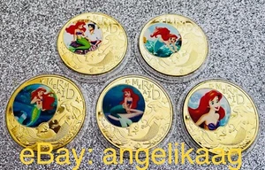 Disney Gifts Ariel The Mermaid Gold Plated Coin The Sea Princess Brand New - Picture 1 of 3