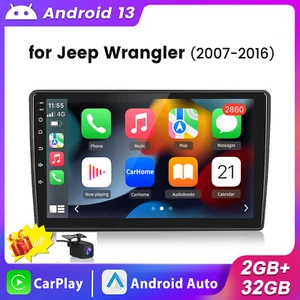 +Cam For Jeep Wrangler 3 JK 2007-16 Android13 Car Radio Stereo GPS Carplay 1+32G - Picture 1 of 10