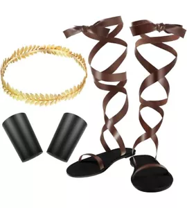 SATINIOR 3 PCS Halloween Men's Toga Roman Sandals Accessory Gold 7 Delicate Sz 9 - Picture 1 of 3