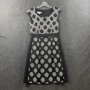 Kay Unger Dress Women's 6 Black White Polka Dot Geometric Shift New York - Picture 1 of 8