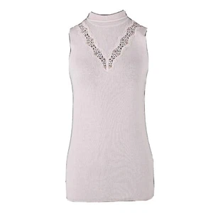 Elie Tahari NEU 198 $ Größe SP Rouge Rosegold Perlen Spitze 100 % Wolle Strick Top - Bild 1 von 12