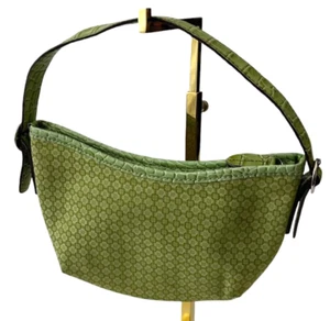 Y2K Nine West Lime Green Canvas Slouchy Crescent Hobo Shoulder Bag Purse VTG 90s - Picture 1 of 9
