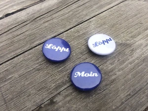 maritimes norddeutsches Buttons Set Löppt Moin blau weiss Nordlicht Plattdeutsch - Bild 1 von 4