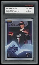 DRAKE LONDON 2022 PANINI INSTANT NFL DRAFT NIGHT 1ST GRADED 10 ROOKIE CARD RC #8