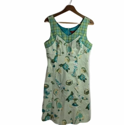 Vestido Sangría Mujer Sin Mangas Talla 10 Verde Cóctel ResortNovedad Usable Arte Foto 1 de 4