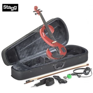 Stagg EVN 4/4 S-Shaped Electric Violin Metallic Red + Case, Rosin, Bow - Picture 1 of 1