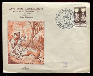 enveloppe Philatélie  XXVIé Foire Gastronomique de  Dijon. 1955 .Chasse à Courre - Imagen 1 de 1