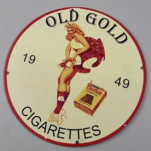 VINTAGE ALTE GOLD ZIGARETTE PORZELLAN GASÖL RAUCH TABAK SHOP WERBEPUMPE SCHILD - Bild 1 von 12