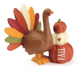 Pavo de Acción de Gracias con pila de calabaza otoño otoño nuevo con etiquetas - Imagen 1 de 1