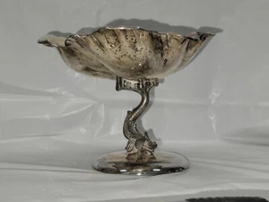 Silverplate Nautilus Bowl Ornate Koi Dolphin Fish Stemmed Foot On Copper #5338  - Picture 1 of 24