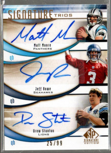 2009 SP Signature Trios #SMR Jeff Rowe Drew Stanton Matt Moore Auto /99