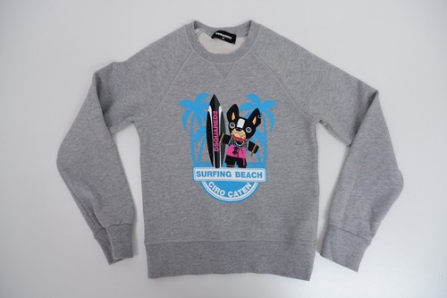 Felpa Maglione Dsquared2 Ds2 Ragazzo Età 8 Anni Stampata Grigia Manica Lunga