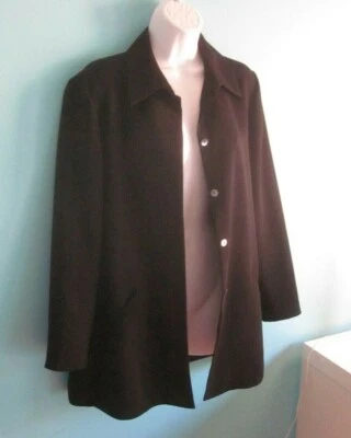 Abrigo abrigo negro vintage Yansi Fugel para mujer talla L busto trinchera corta Foto 1 de 4