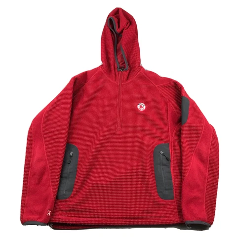 Boston Red Sox Hoodie Womens Large Red Waffle Knit 1/2 Zip Pullover Thermal * Cover