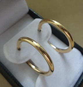 CLASSIC POLISHED 14K YELLOW GOLD 3 MM ROUND HOOP EARRINGS - Picture 1 of 5
