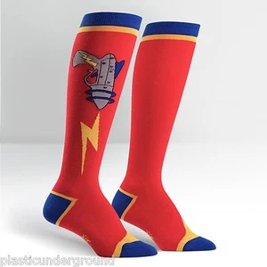 NWT SOCK IT TO ME RAYGUN KNEE HIGH SOCKS DISC GOLF STYLISH RED LASER FUTURE - Picture 1 of 1
