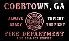 qy52555-r FIRE DEPT COBBTOWN, GA GEORGIA Firefighter Neon Sign