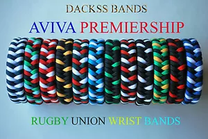 Rugby Union Hand Made Aviva Premiership Teams  550 Paracord WristBand Bracelet - Picture 1 of 13