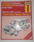 Dodge Caravan & Plymouth Voyager Mini-Vans Haynes Automotive Repair Manual...