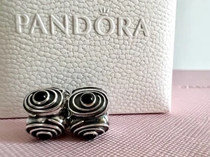 PANDORA STERLING SILVER HYPNOTIZE BLACK ONYX CLIP X (2) #790560ON RARE &RETIRED - Picture 1 of 12