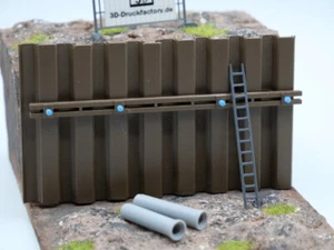 Spundwand - Maßstab H0 1:87 - Höhe 60mm - Baustelle - Baugrube - Ladegut - Bild 1 von 4