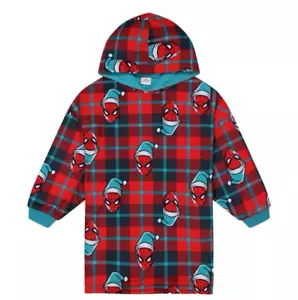 Spiderman Kids Oversized Hooded Pullover Robe Red, Blue, Fleece Size S/M - Picture 1 of 9